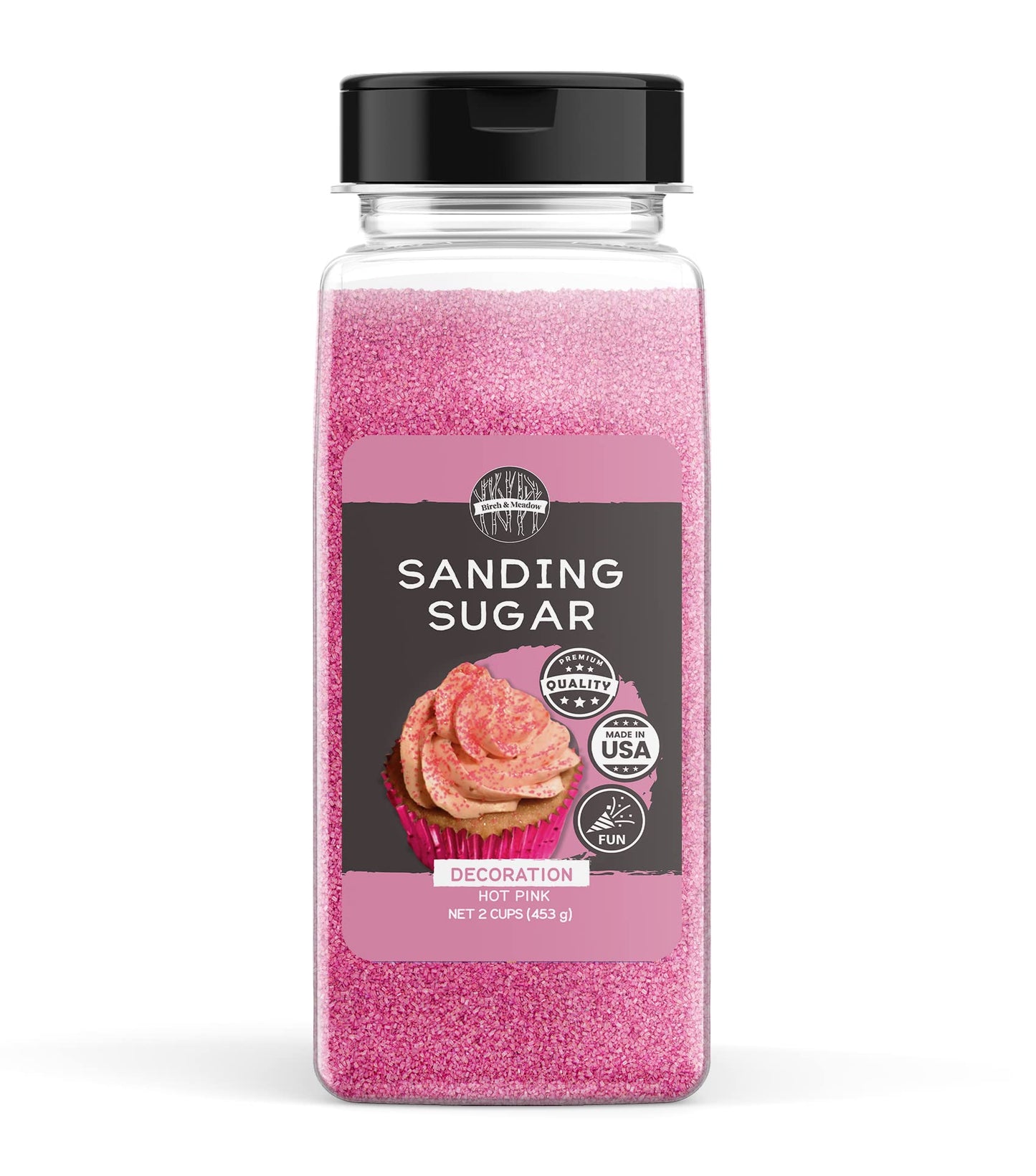 BIRCH & MEADOW Pink Sanding Sugar, 16 Ounce (1 lb) - Ideal for Baking and Decorating