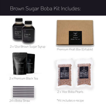 Brown Sugar Boba Tea Kit With Boba Pearls | Brown Sugar Syrup Bubble Tea Kit | Brown Sugar Boba Boba Kit Up To 40 Drinks | Brown