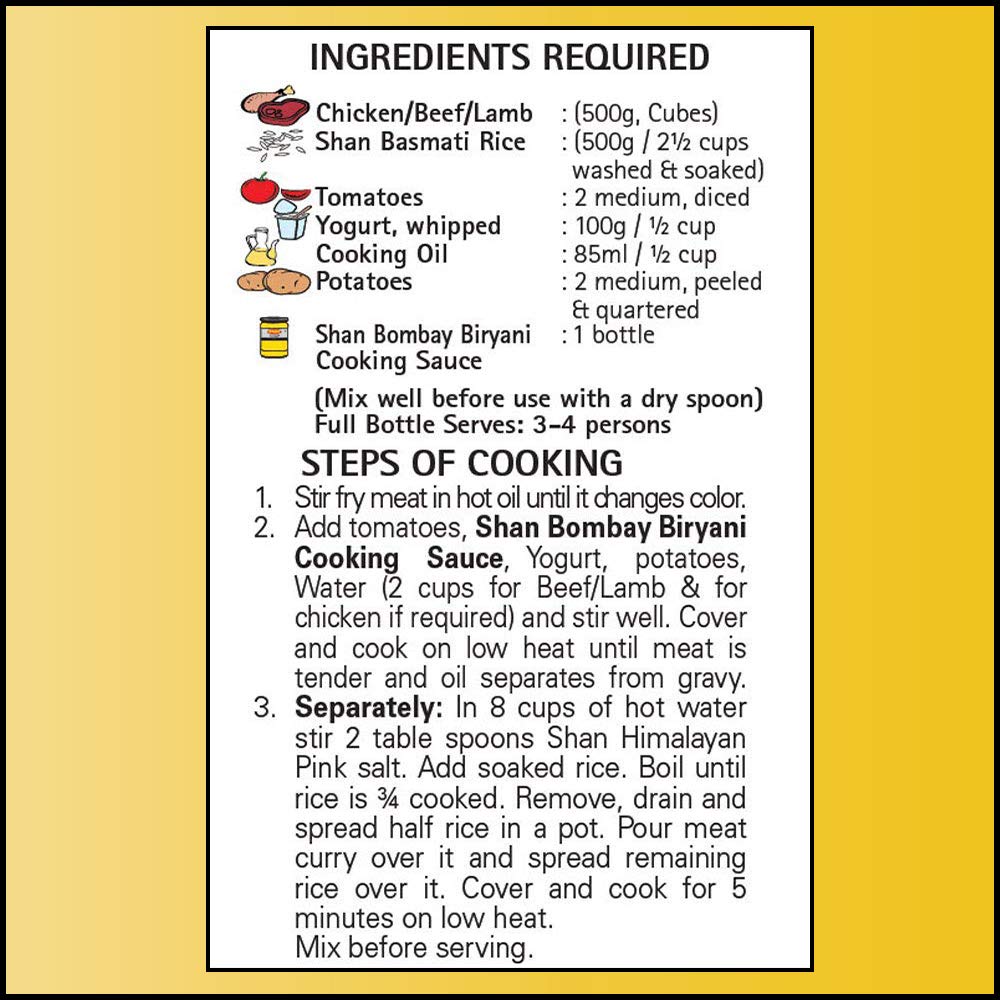 Shan Bombay Biryani Cooking Sauce, 12.3Oz (350G) - Authentic Indian Sauce For Chicken & Rice - Easy To Prepare Biryani With Spices, Garlic, And Turmeric - Vegetarian Simmer Sauce For Delicious Meals