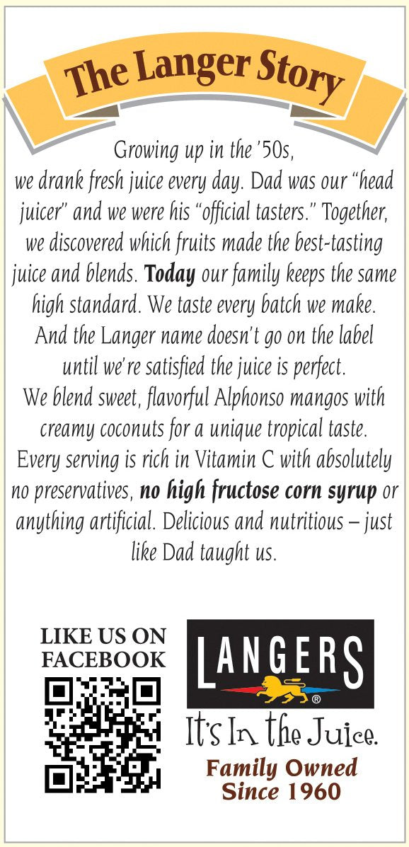 Langers Mango Coconut Cocktail Juice, 64 Fl Oz (Pack of 8)
