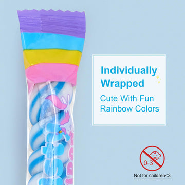Twist Rainbow Lollipops,Individually Wrapped Bulk Unicorn,For Kid'S Birthday Party,12G Blueberry Flavor 22 Count