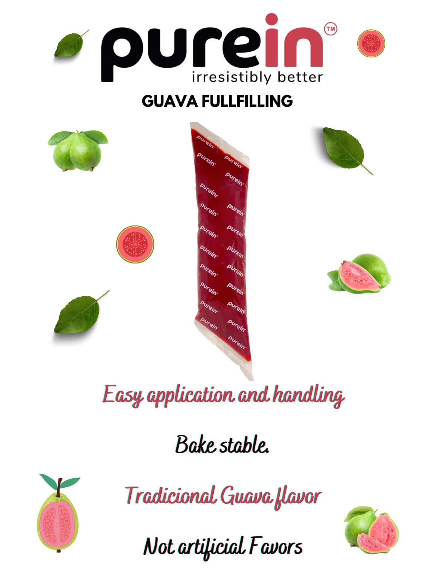 Purein Guava Cake And Pastry Filling (Pack Of 12/ 2Lb)-24Lb Box