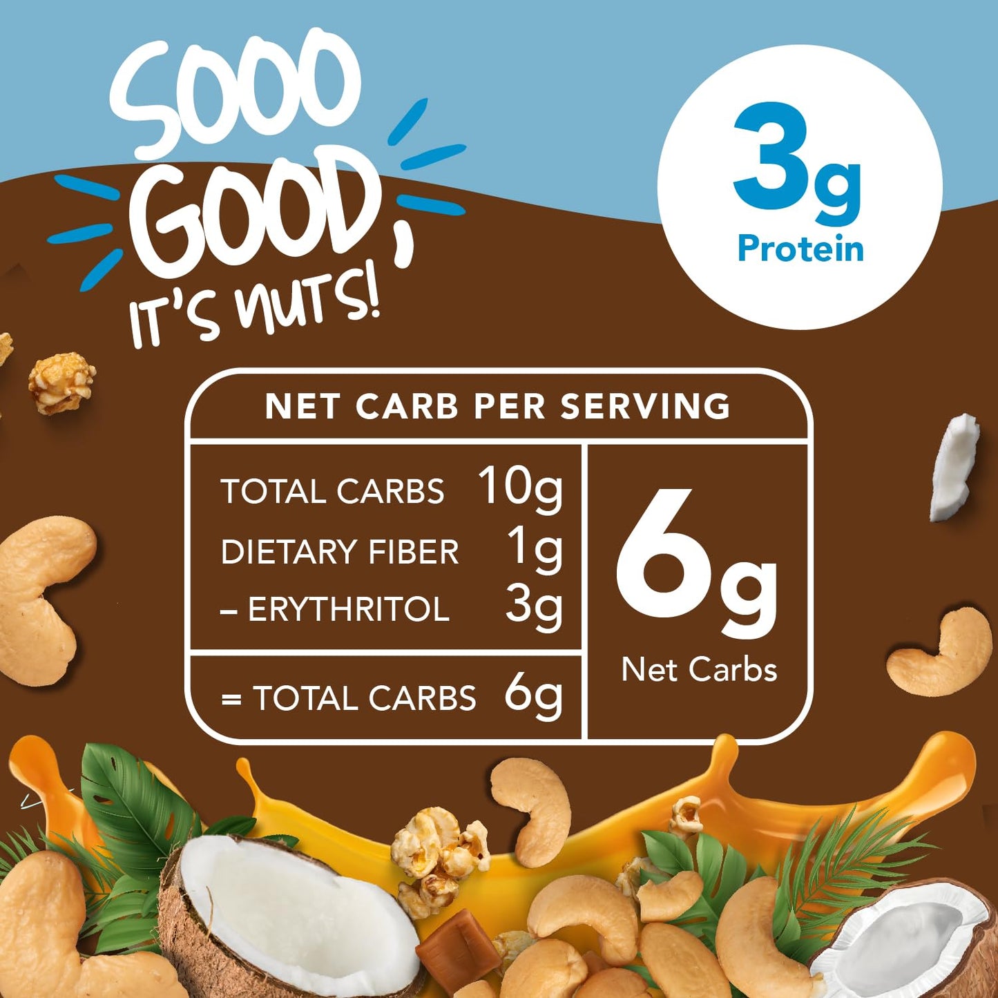 Earthside Farms Coconut Caramel Cashews, Candied Cashews, Low Sugar Keto Snack, Non Gmo, Plant Protein, Vegan, Whole, Natural, S