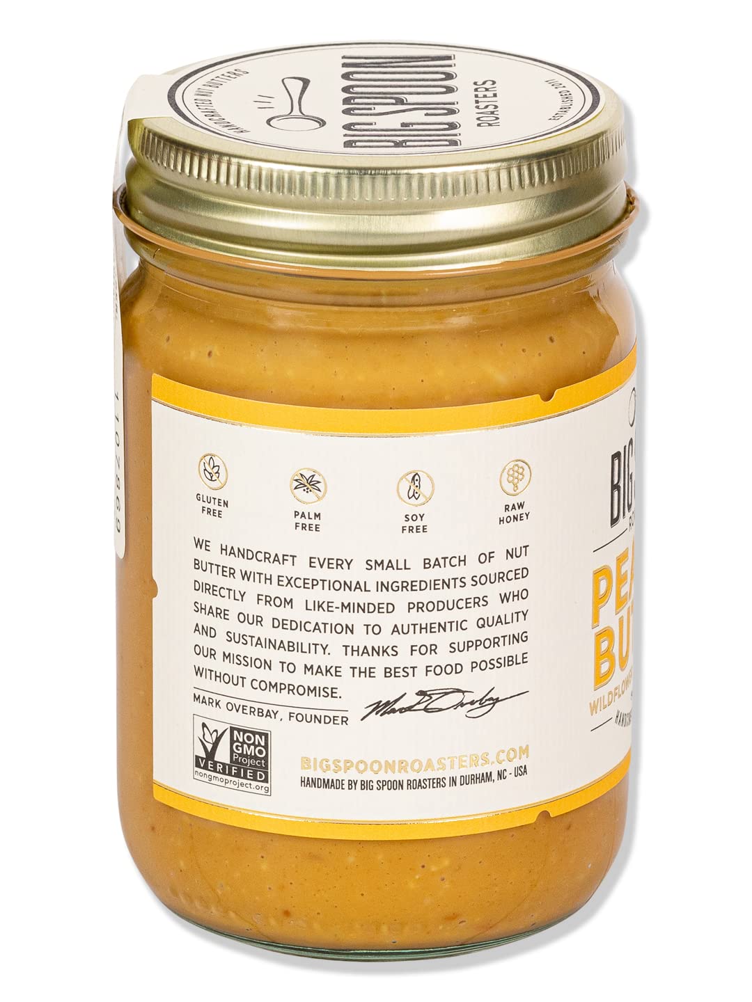 Big Spoon Roasters Peanut Butter, Creamy, Low Sugar, with Wildflower Honey & Sea Salt, 13 Ounces