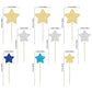 Gyufise 42Pcs Star Cupcake Toppers Gold Silver Blue Glitter Mixed Size Twinkle Little Star Cupcake Picks Decorations For Wedding