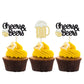 Gyufise Cupcake Toppers 24Pcs Black Glitter Beer Mug Decorations for Baby Shower Birthday Party