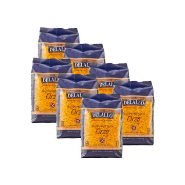DeLallo Gluten Free Orzo Pasta, 12 oz Bag, (7 Pack), Made with Corn and Rice Flour, Handcrafted in Italy, Non-GMO, All Natural, 