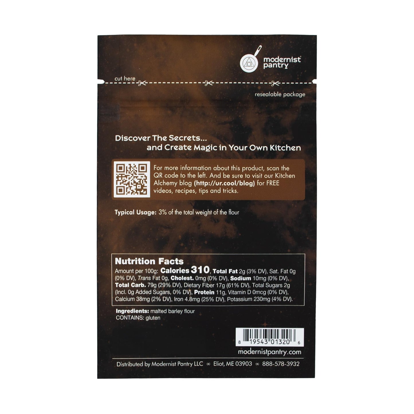 Non-Diastatic Barley Malt Powder ⊘ Non-Gmo ☮ Vegan ✡ Ou Kosher Certified - 50G/2Oz