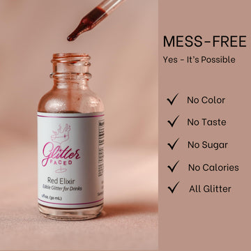 Glitter Faced Gold Edible Glitter For Galentines Cocktails & Mocktails, Mess-Free Glitter For 30 Drinks, Luster Dust Made From T