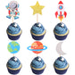 YCTHUNFISH 36 Pack Space Astronaut Cupcake Toppers - Outer Space Theme Decorations for Baby Shower & Kids Birthday Party - Small Size