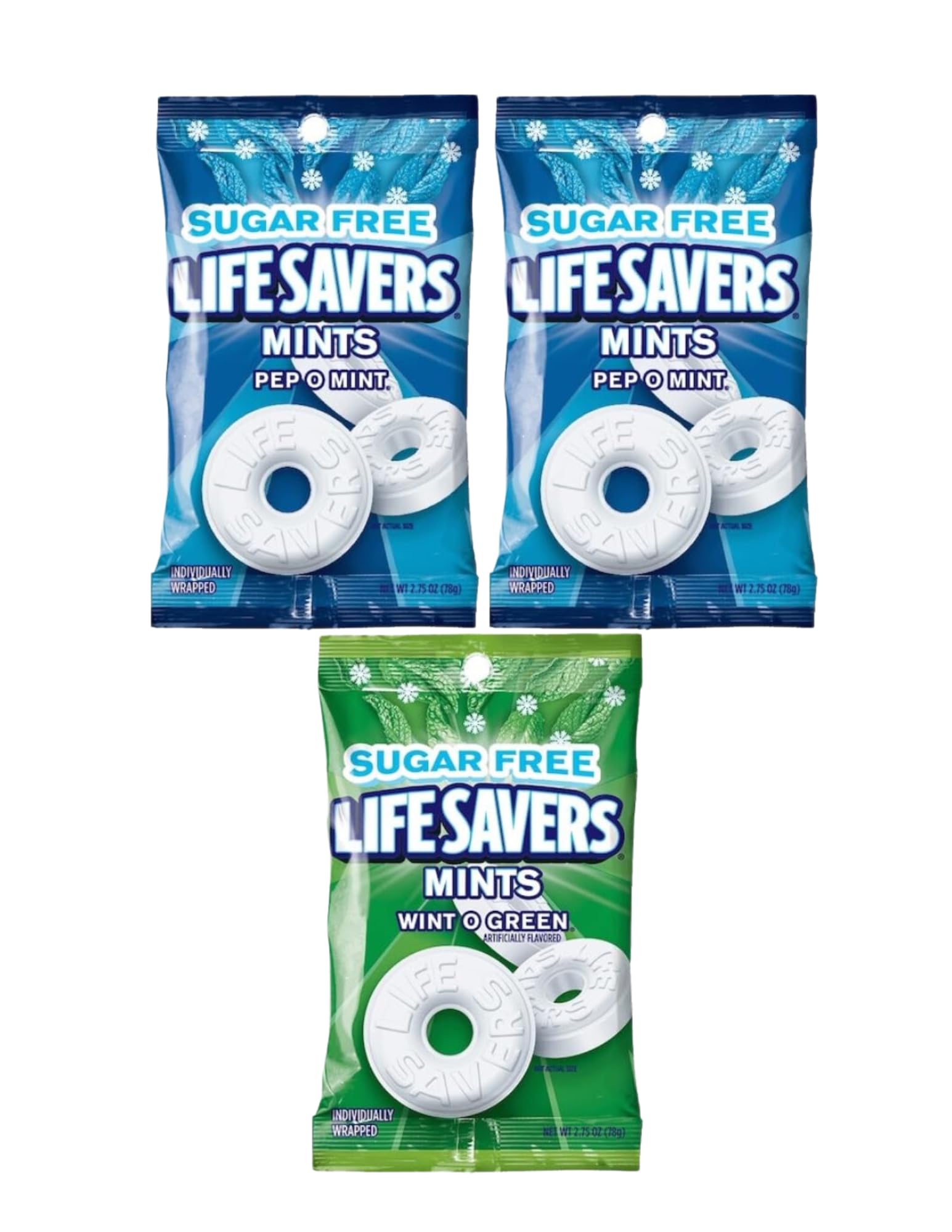Life Savers Sugar-Free Mints Pack of 3 Bags - Sugar-Free Life Savers Mints - 3 Bags (2.65oz Each) | Packaged by Leathnu Foundry 