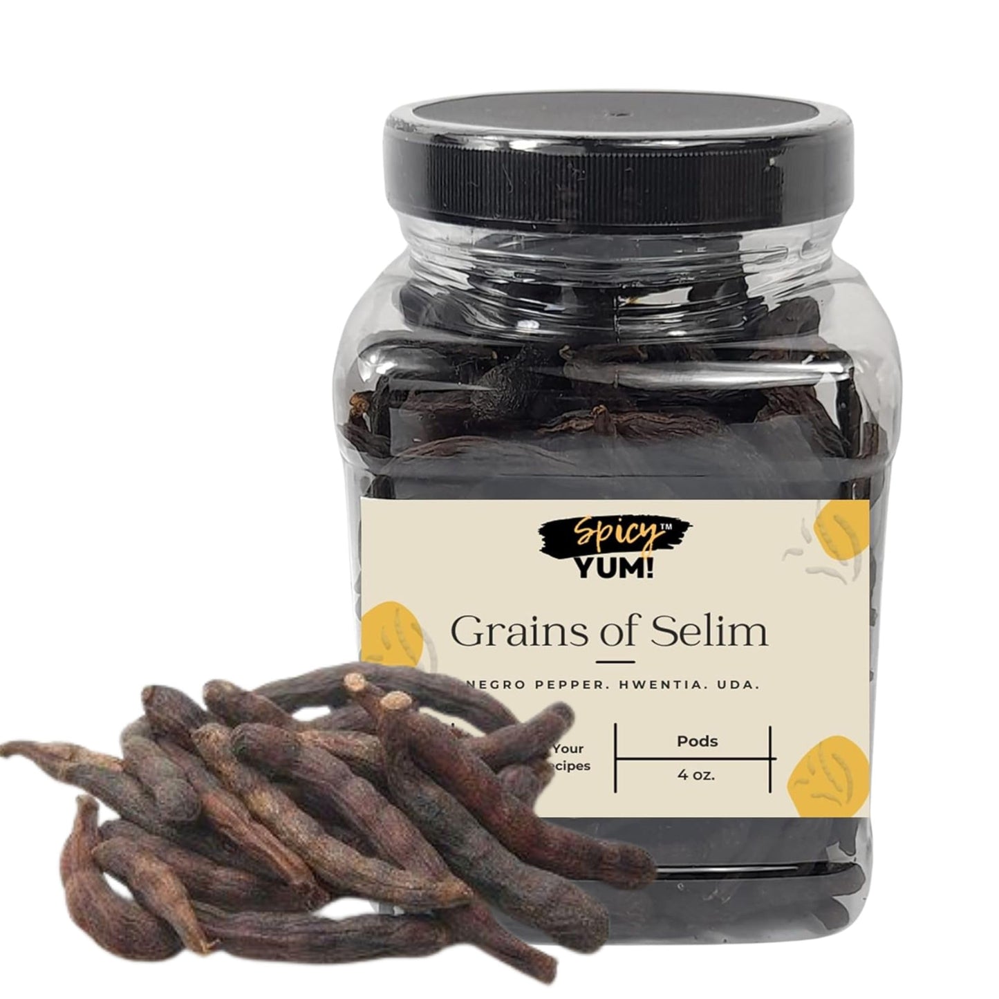 Spicy Yum! Grains Of Selim - Hwentia, Uda, kimba, Kani, Kili Pepper (Xylopia Aethiopica) (Ground - 2.35 oz.)