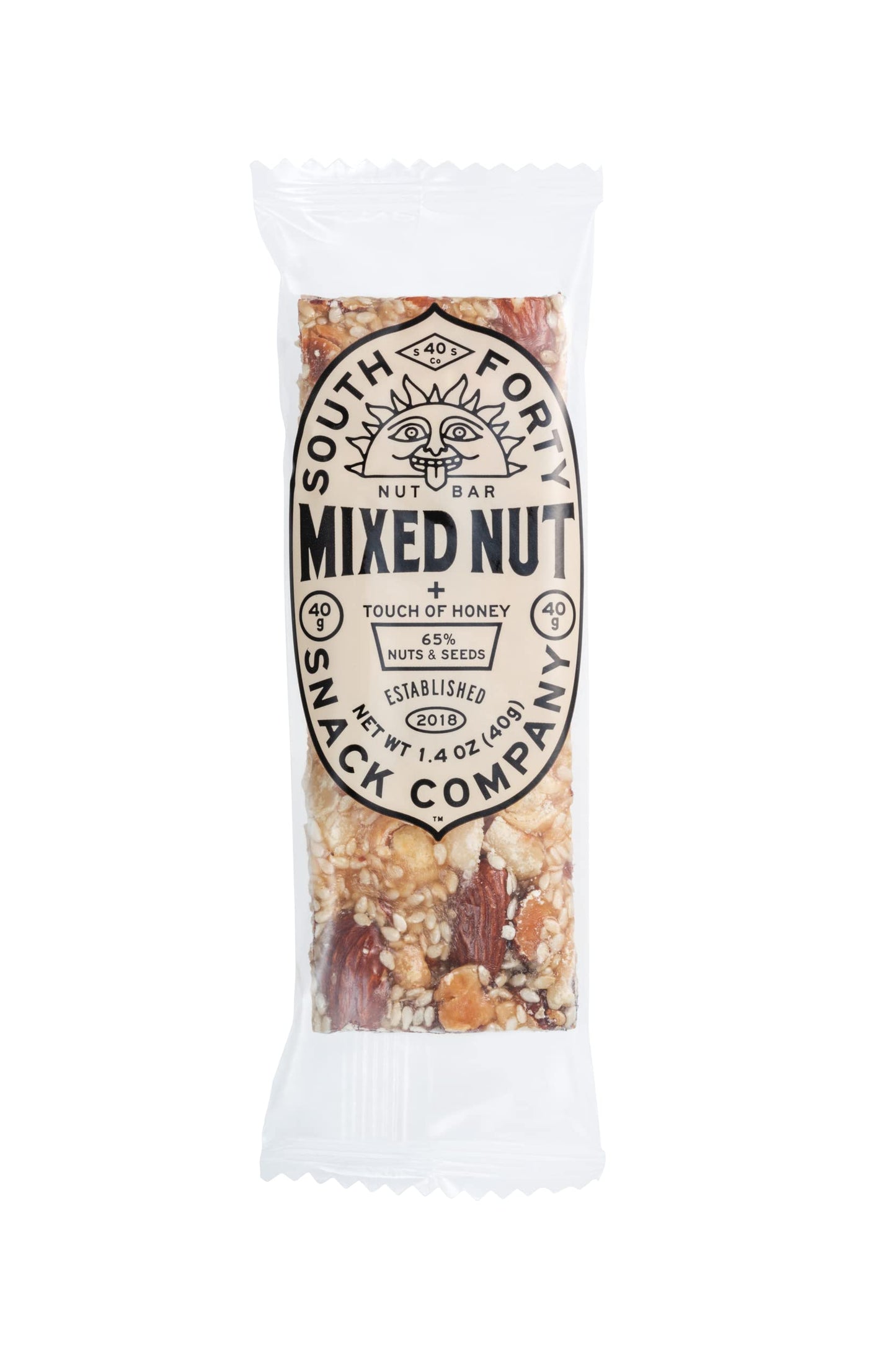 South 40 Snacks Mixed Nut Bar, Extra Crunchy Whole Nut Snack Bar, Almonds, Hazelnuts, Peanuts, Sesame Seeds, Honey And Sugar, De