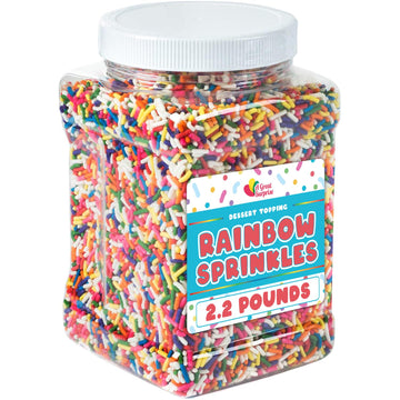 Rainbow Sprinkles - 2.2 Pounds - Bulk Rainbow Jimmies For Cookies - Birthday Cake For Ice Cream, Baking, Cupcakes, Donuts