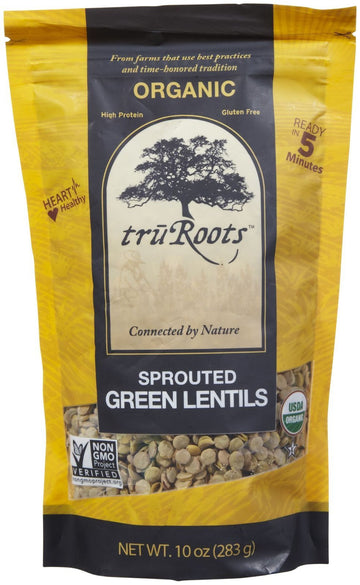 TruRoots - Organic Sprouted Green Lentils, 10 Ounces