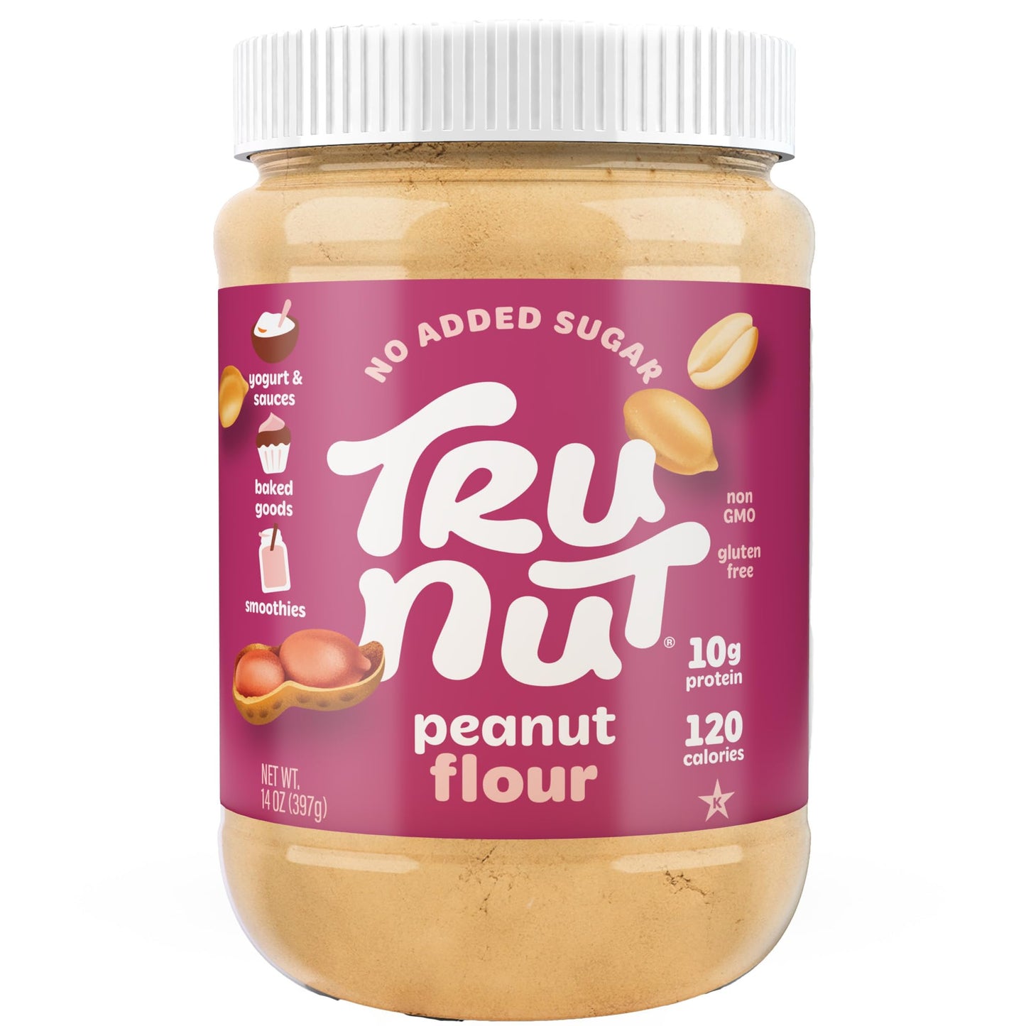 Tru-Nut Peanut Flour - Gluten Free Flour For Baking, Good Source of Plant Protein - Low Carb, Non-GMO, Vegan, Keto Peanut Flour