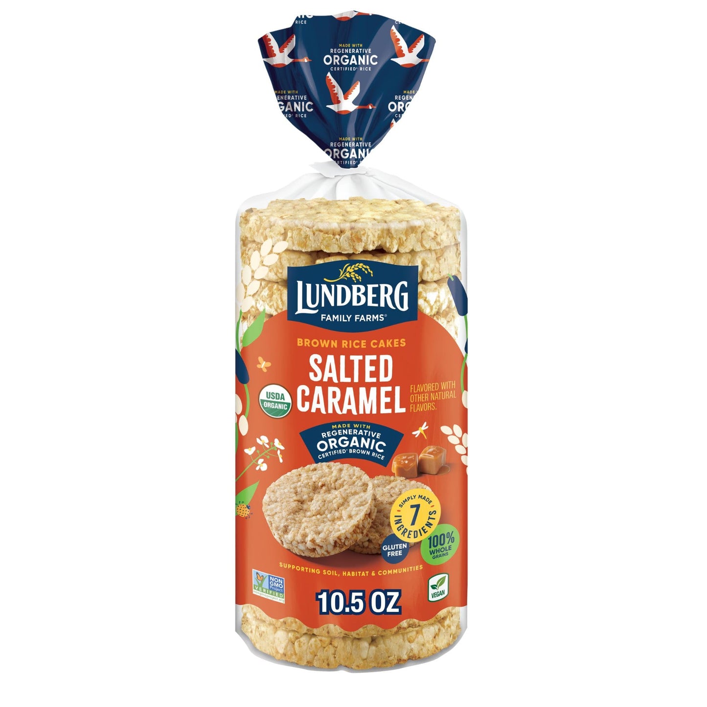 Lundberg Organic Brown Rice Cakes, Salted Caramel, Gluten-Free, Vegan, 11 oz, Natural