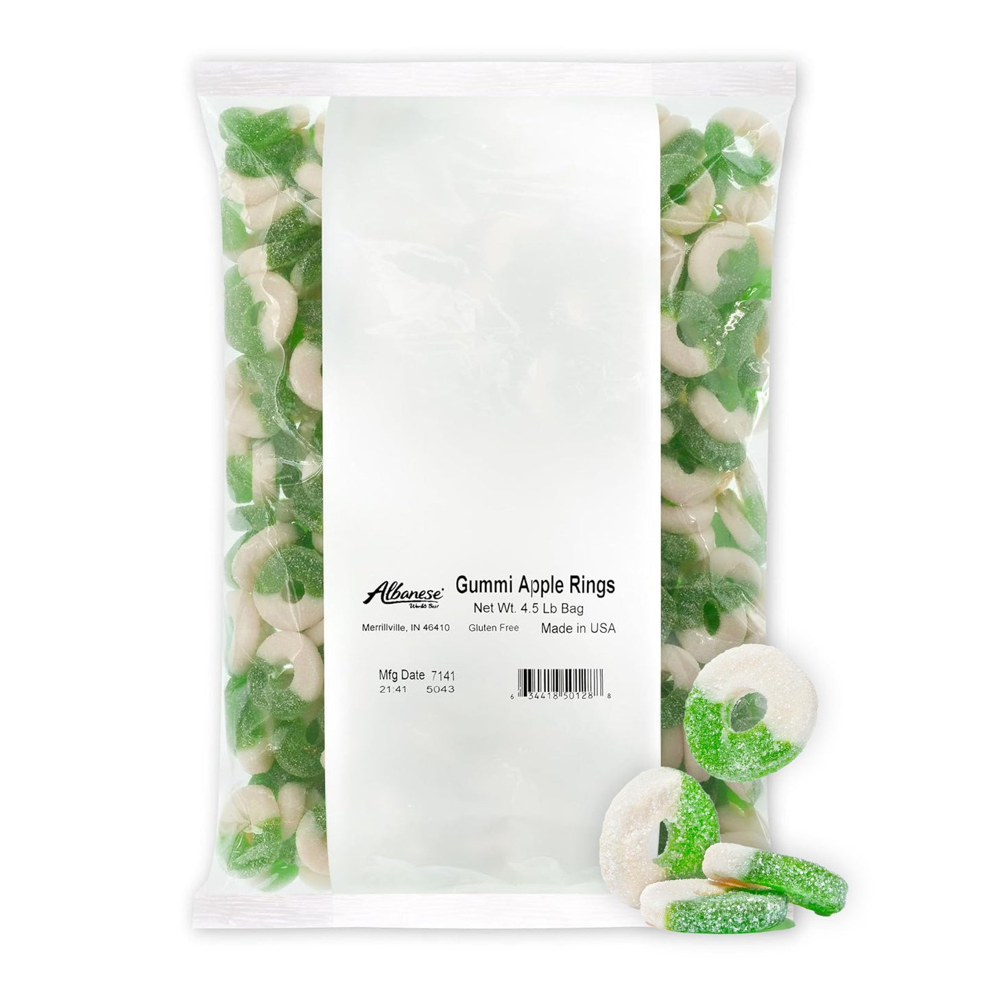 Albanese Gummi Apple Rings, 4.5lbs Candy, Peach, Model 634418501288