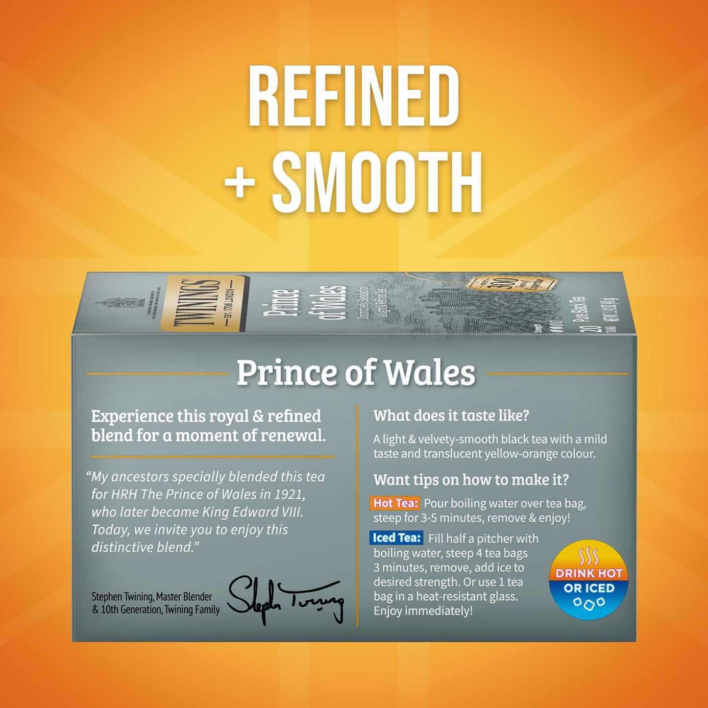 Twinings Prince of Wales Black Tea, 20 Individually Wrapped Bags, Velvety Smooth & Mild, Caffeinated, 20 Teabags