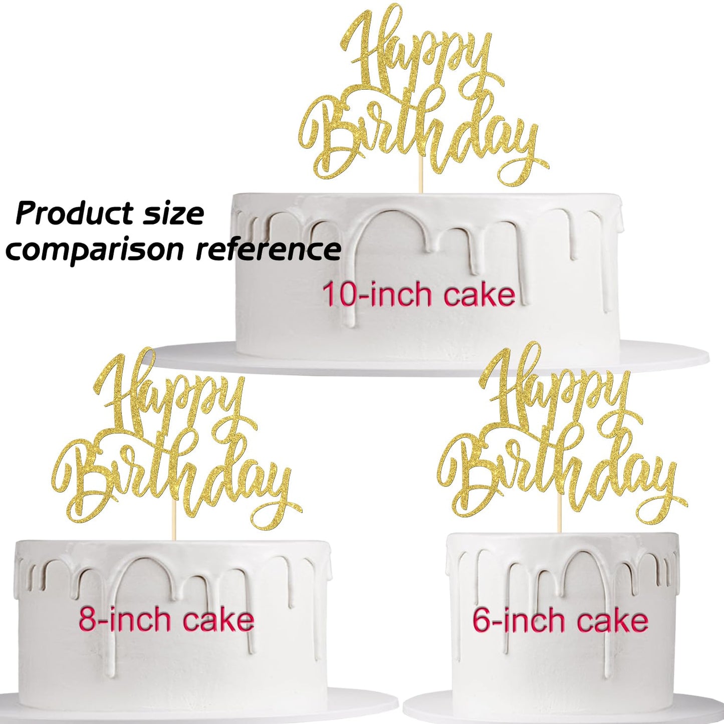 Notbadsys Happy Birthday Cake Decorations, Gold Double-Sided Glitter Letters, Birthday Party Supplies, Cake Topper Decorations (Gold)
