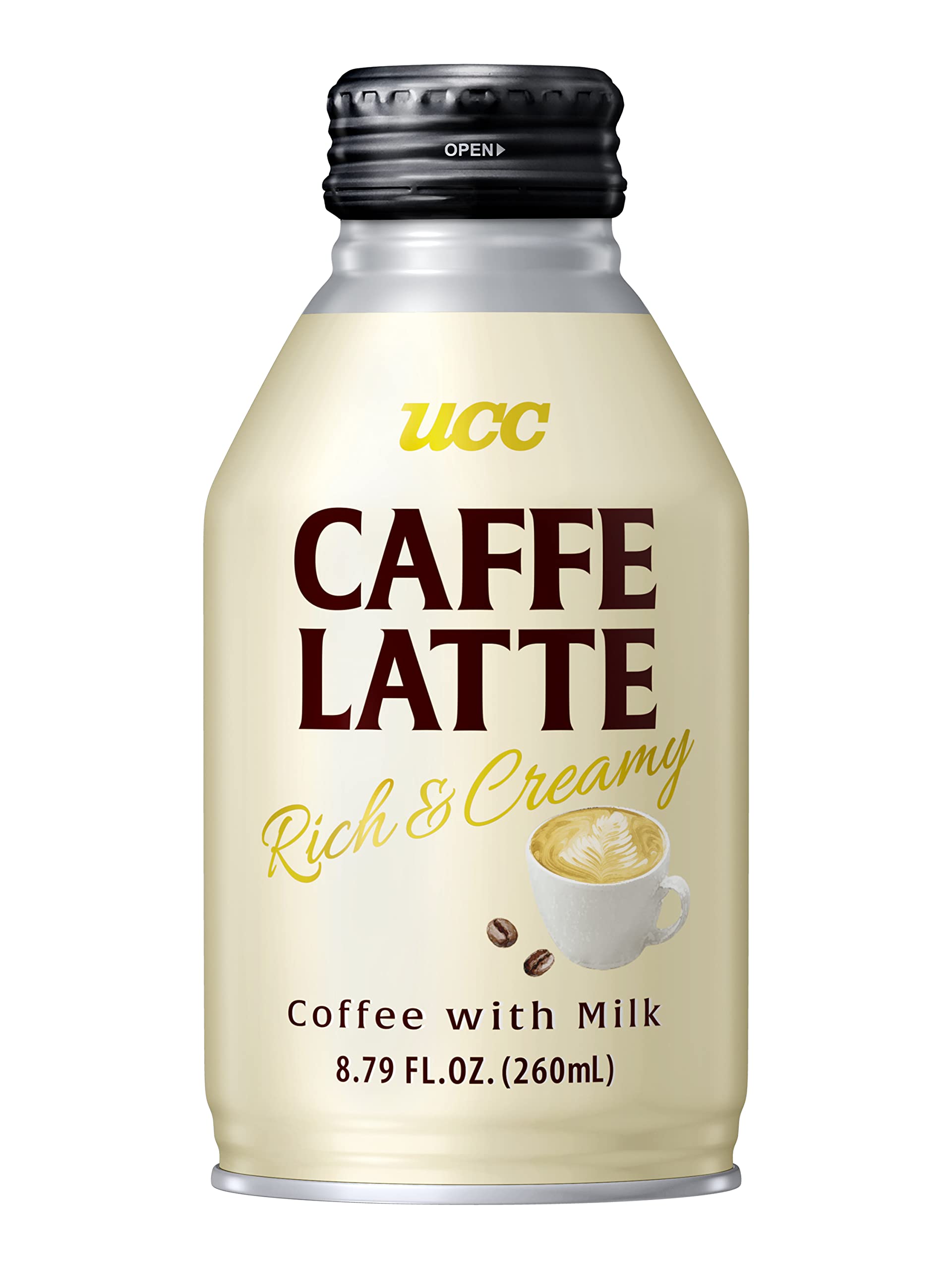 Ucc Ready To Drink Caffe Latte, 8.79 Fl Oz (Pack Of 24), Delicious, Rich And Creamy, Convenient Bottled Coffee Drinks For On-The-Go, Imported From Japan