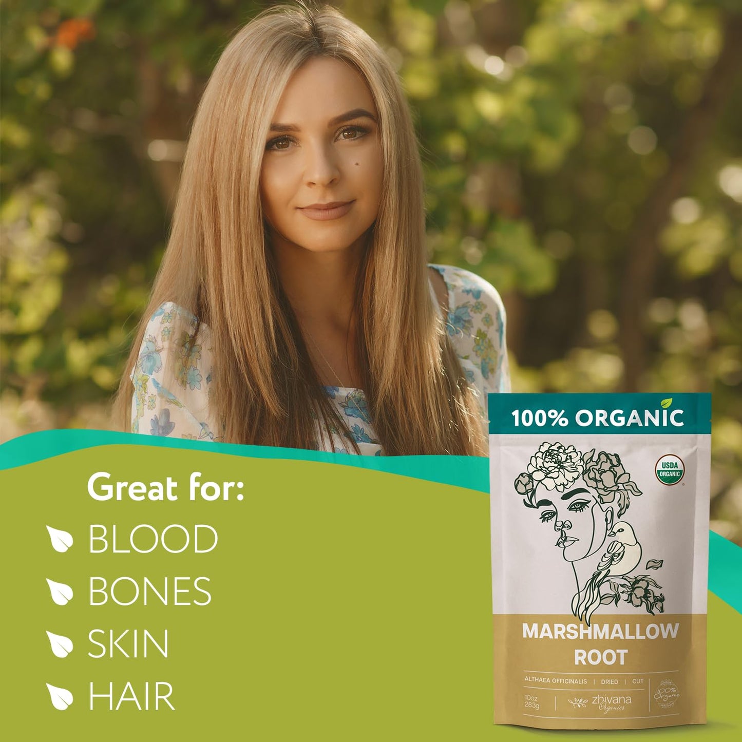 Marshmallow Root Tea Organic (10oz.) - Marshmellow Root Herb (Althaea Officinalis) - Tea for Throat Coat, Cough, Gut Lining - Co