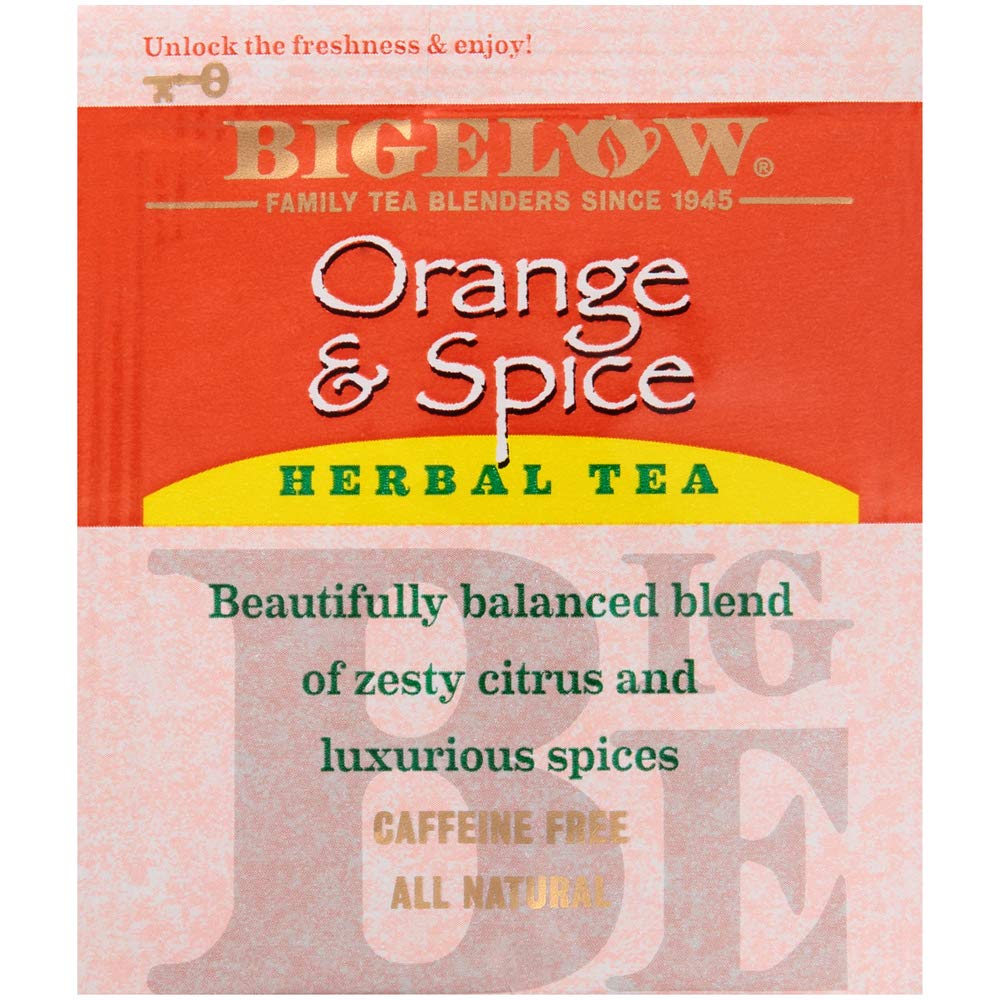 Bigelow Tea Orange & Spice Herbal Tea, 28 Count, Caffeine-Free, Sweetly Citrus-y, Model 10398 - BX