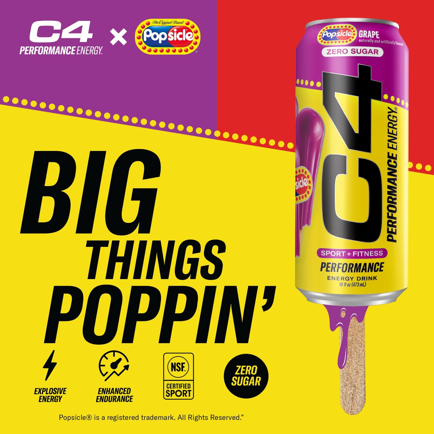 Cellucor C4 Energy Drink, Carbonated Sugar Free, G  Popsicle, 16 Fl Oz, Pack of 12