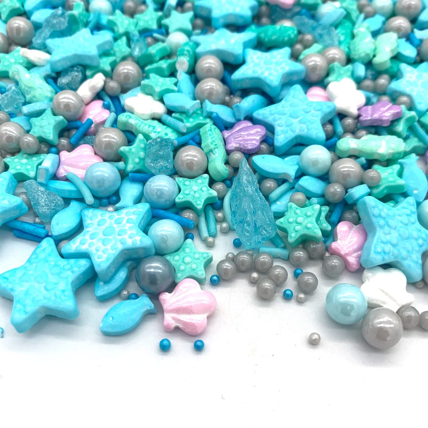 Blue Starfish Sprinkle Sweets Sprinkles For Baking Dessert Shell Sea Theme Hippocampi Cupcake Cake Topper 3.5 Ounces,Mix Gluten-