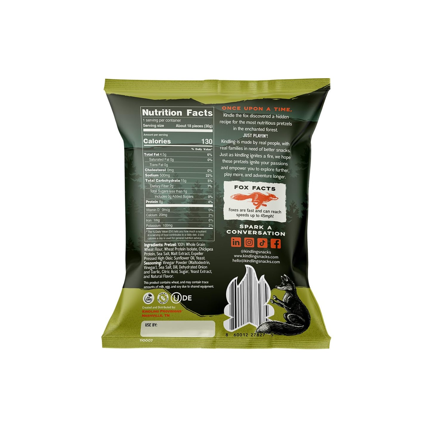 Kindling Protein Pretzels - Dill-Pickle | Protein-Packed Snack Size Bags | Kosher | 8-9g Protein Per Serving | No Artificial Fla