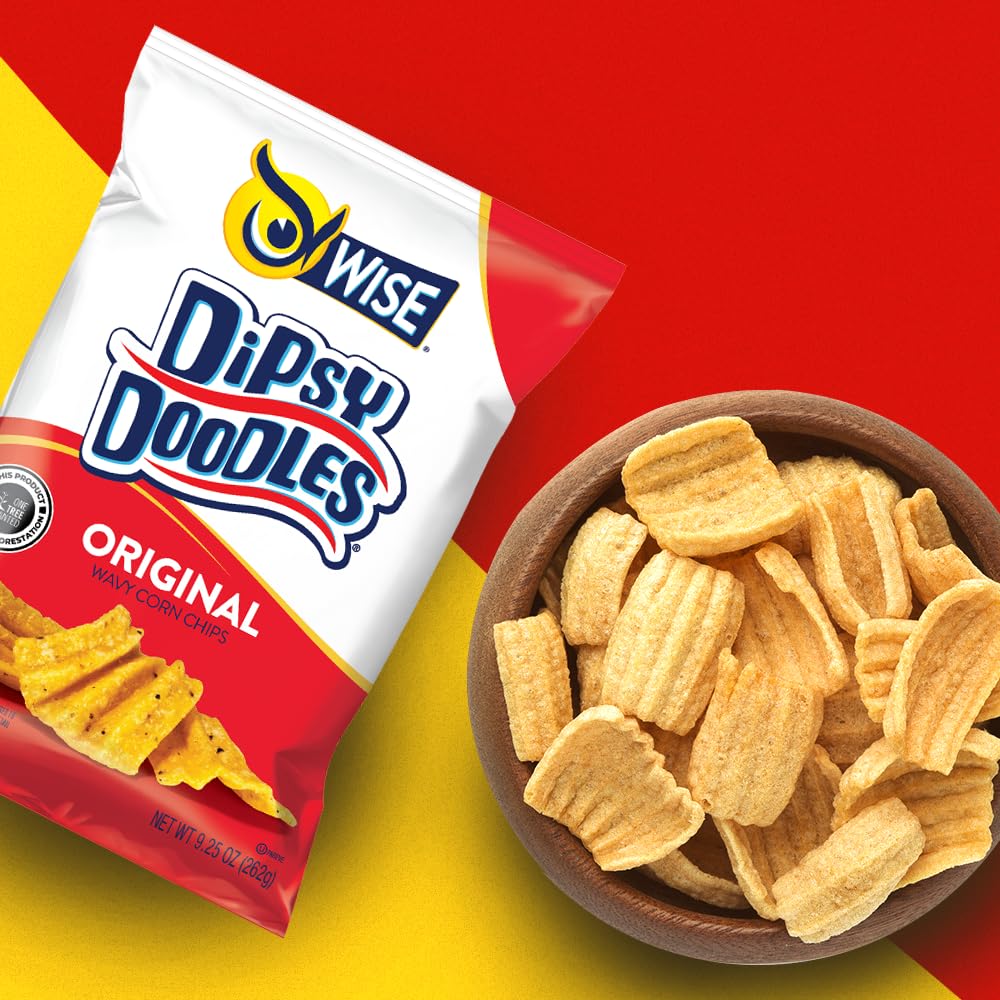 Wise Dipsy Doodles Wavy Corn Chips, Gluten Free, Whole Grain, 1.375 Ounce (36 Count)