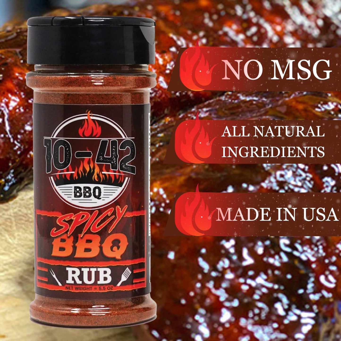 Five Star Seasonings Spicy BBQ Rub - All Natural, Low Sodium, 5.5 oz
