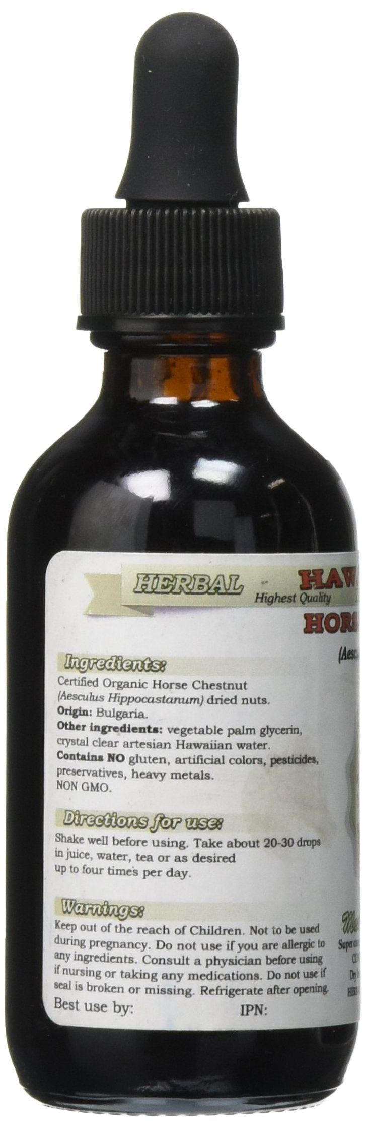 Hawaii Pharm Organic Horse Chestnut Glycerite Liquid Extract 2 Fl Oz