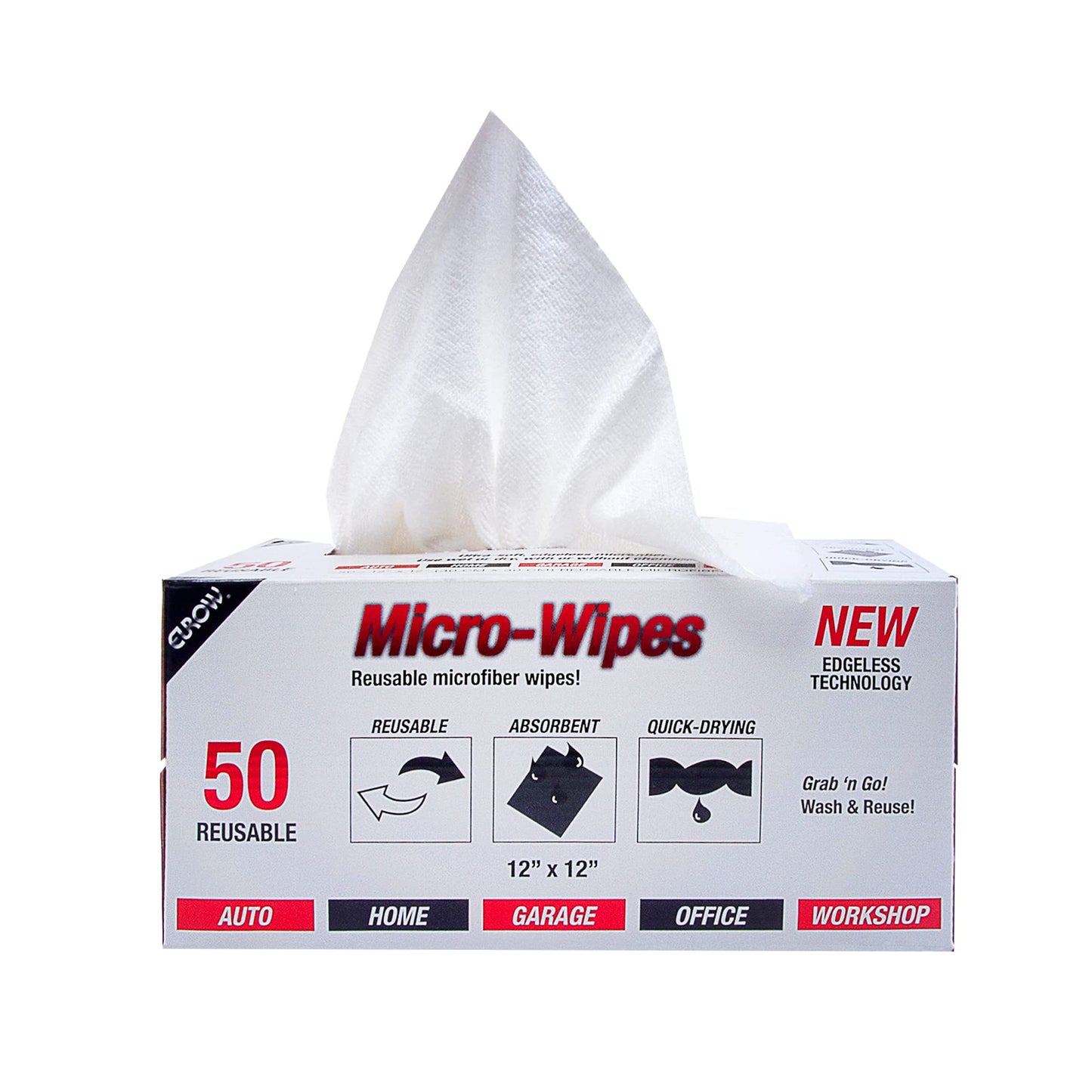 Eurow Reusable Microfiber Cleaning And Drying Wipes With Dispenser Box, 200Gsm, 12 By 12 Inches, Pack Of 50
