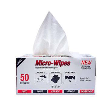 Eurow Reusable Microfiber Cleaning And Drying Wipes With Dispenser Box, 200Gsm, 12 By 12 Inches, Pack Of 50