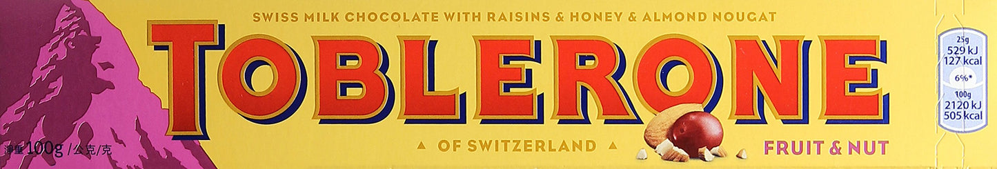 Toblerone Raisins and Honey and Almond Chocolate Bar Pouch, 100 Gm
