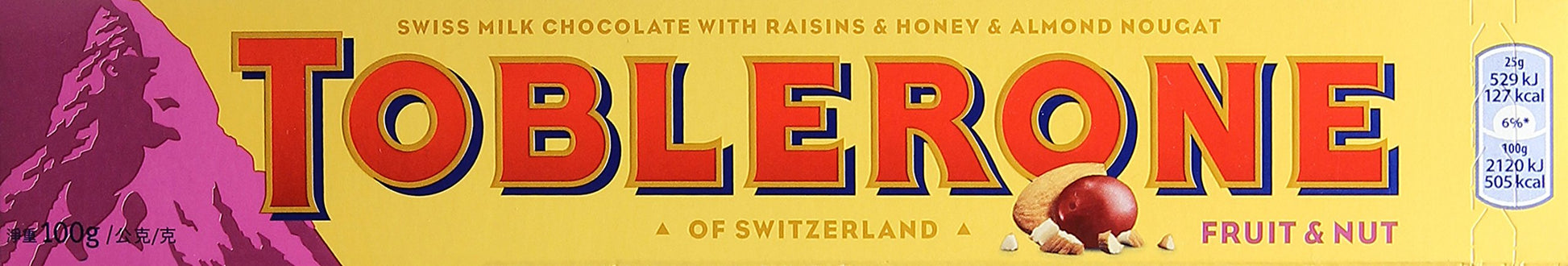 Toblerone Raisins and Honey and Almond Chocolate Bar Pouch, 100 Gm