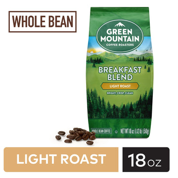 Green Mountain Coffee Roasters Breakfast Blend, Whole Bean Coffee, Bagged 18 Oz