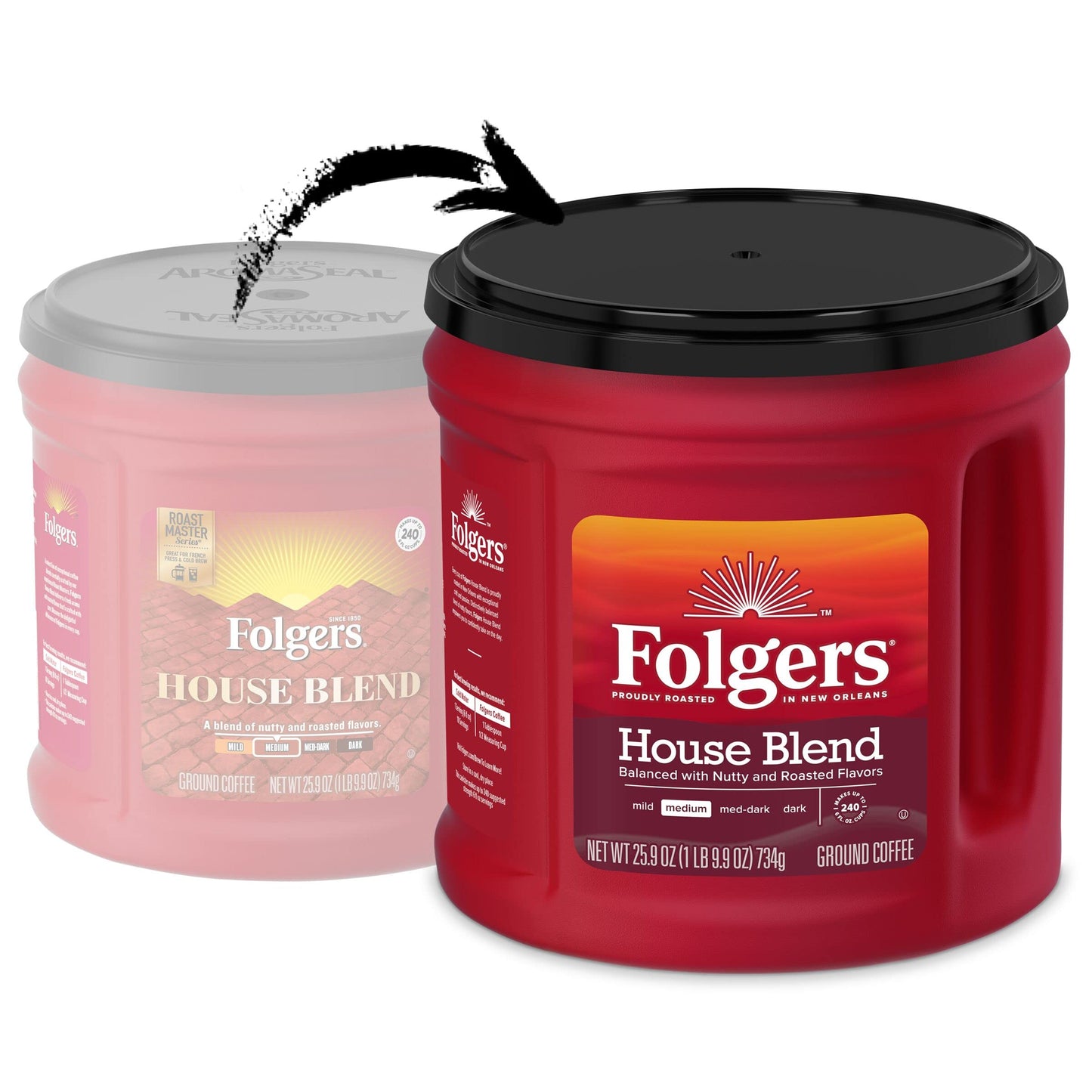 Folgers House Blend Medium Roast Ground Coffee, 25.9 Ounce (Pack of 6)