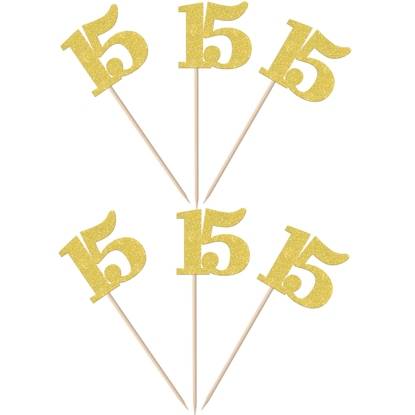 30 Pcs Number 15 Cupcake Toppers Glitter Cheers To 15 Years Old Birthday Cupcake Picks 15Th Birthday Wedding Anniversary Party C