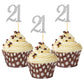 Sumerk 21 Cupcake Toppers, Silver Glitter, 24PCS, Paper, Small, 21st Birthday Anniversary Party Decorations