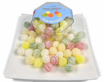 Andy Anand Sugar Free Hard Candy Spirals 110Pc - Stevia Sweetened Zero Sugar Candy - Candy Assortment With Five Different Flavor