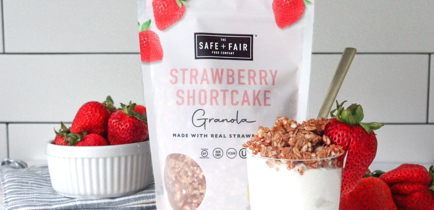 The Safe + Fair Food Company Strawberry Shortcake Granola - Gluten-Free, Dairy-Free, Non-GMO - 12oz Pack
