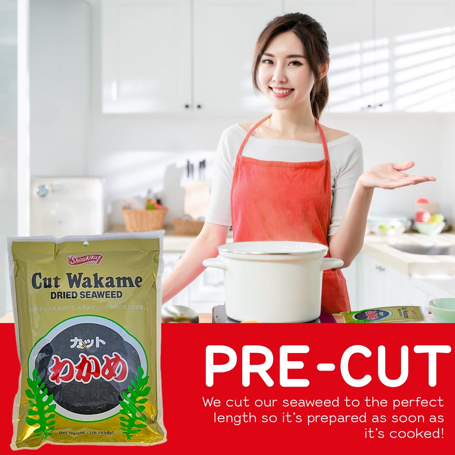 Shirakiku Cut Wakame Dried Sea  - Pre-Cut, Resealable Package - 16 Oz