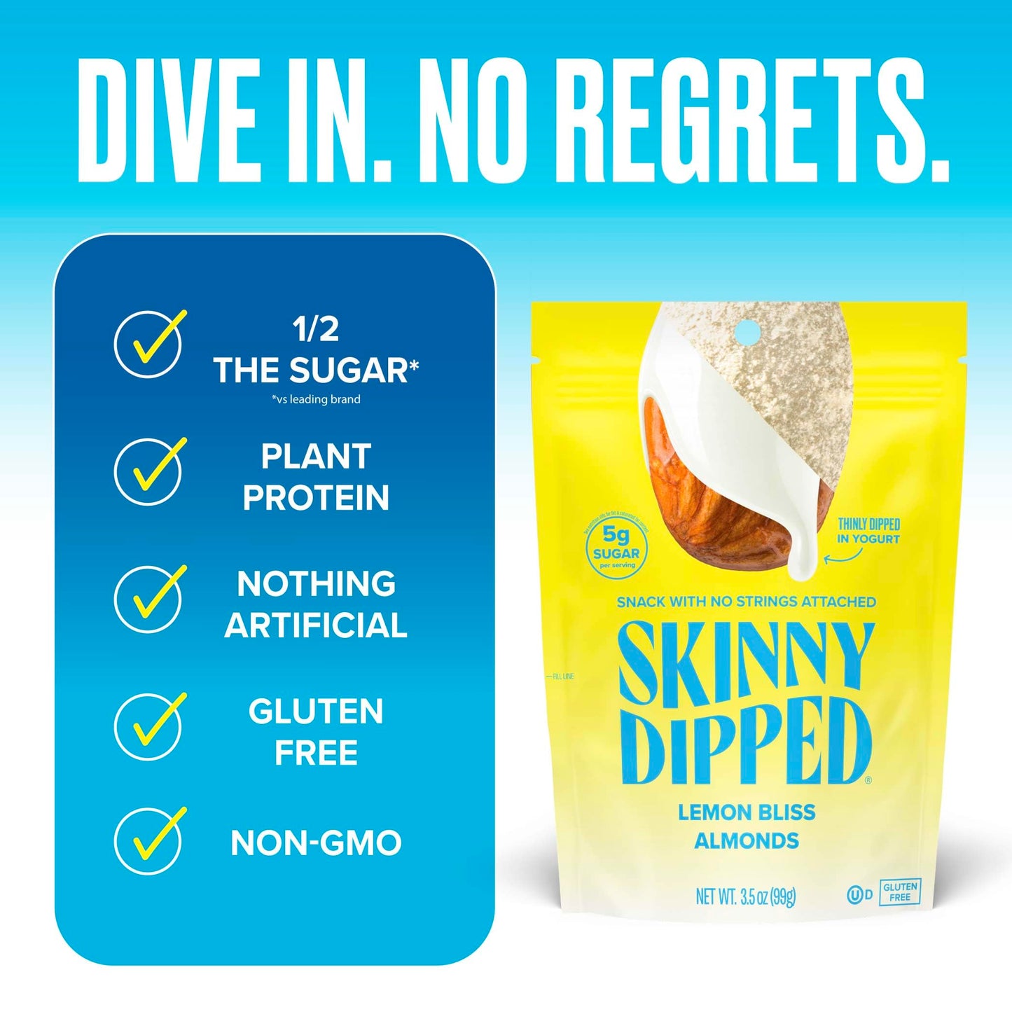 SKINNYDIPPED Yogurt covered Almonds, Resealable Bag, 1 count, Lemon Bliss, 35 Oz