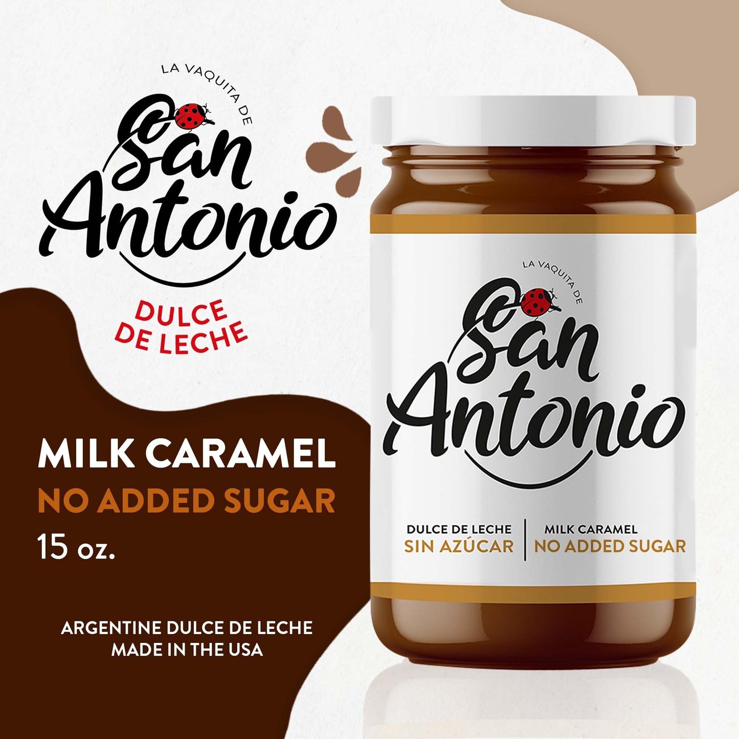 San Antonio No Added Sugar Dulce De Leche Classic Milk Caramel Spread - Gluten & Lactose Free Dessert Filling & Toppings, Ideal For Ice Cream, Cake, Coffee, Pancakes, Fruit Dip - 15 Oz, Pack Of 12