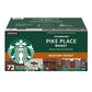 Starbucks K-Cup Pods, Pike Place, 72 Count, Compatible with Keurig, Model 762111373212