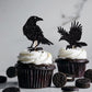 Leetaivie 24Pcs Black Glitter Crow Dessert Cupcake Toppers - Featured Halloween Themed Party Cake Topper (Black)