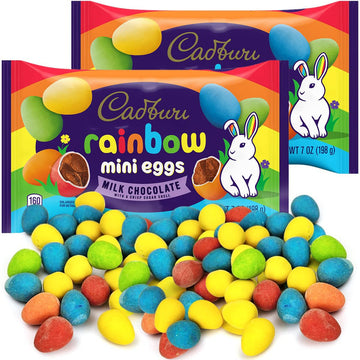 Cadbry Mini Eggs Milk Chocolate 2 Pack Rainbow Mini Chocolate Eggs with Rainbow Coating Shell, For Easter Baskets, Buffets and T