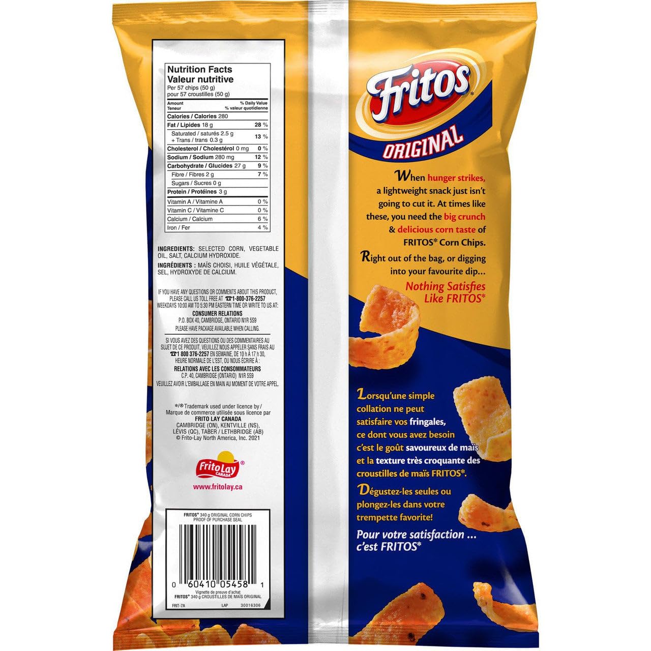 Fritos Original Corn Chips, 340G/12 Oz., Bag
